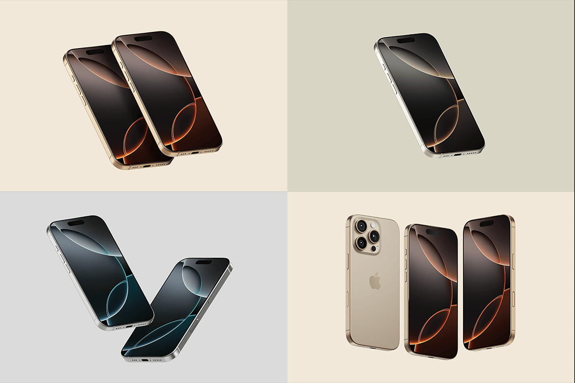 20款app ui设计作品提案多配色苹果iPhone 16 Pro展示ps样机效果图模板 iPhone 16 Pro Mockup 样机素材 第5张-素材湾丨精选海外优质设计素材资源 20款app ui设计作品提案多配色苹果iPhone 16 Pro展示ps样机效果图模板 iPhone 16 Pro Mockup 样机素材 sucaiwan.com