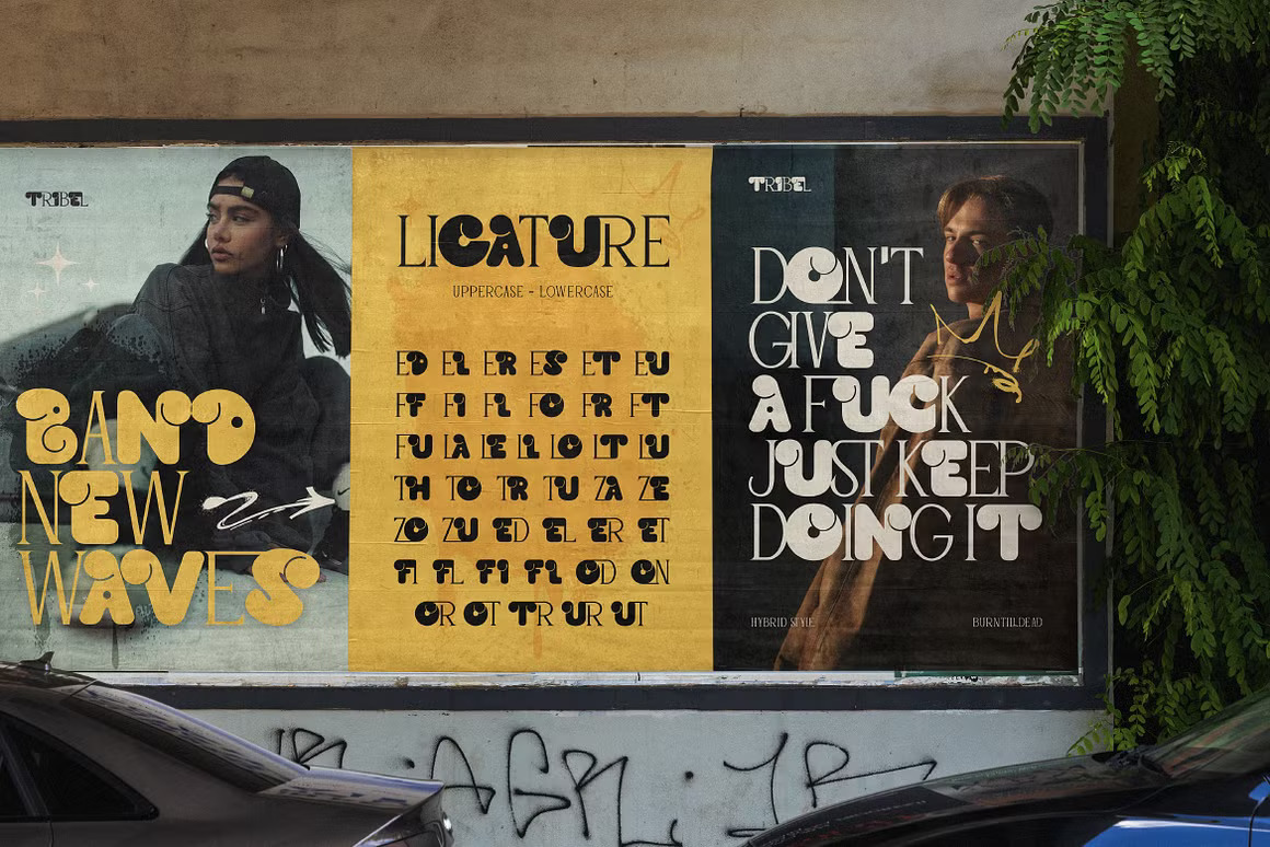 英文字体：独特现代都市美学俏皮气泡结构衬线排版线条混合字体 Tribel - Unique Hybrid Typeface , sucaiwan.com