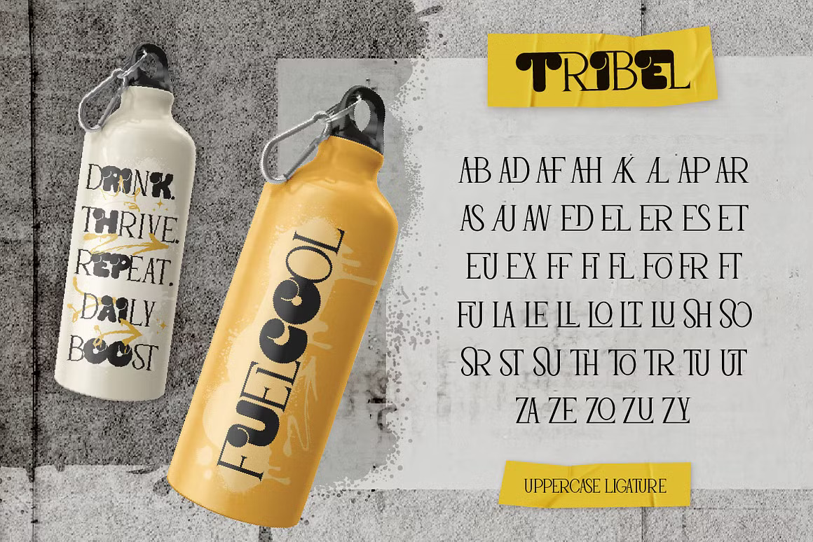 英文字体：独特现代都市美学俏皮气泡结构衬线排版线条混合字体 Tribel - Unique Hybrid Typeface , sucaiwan.com