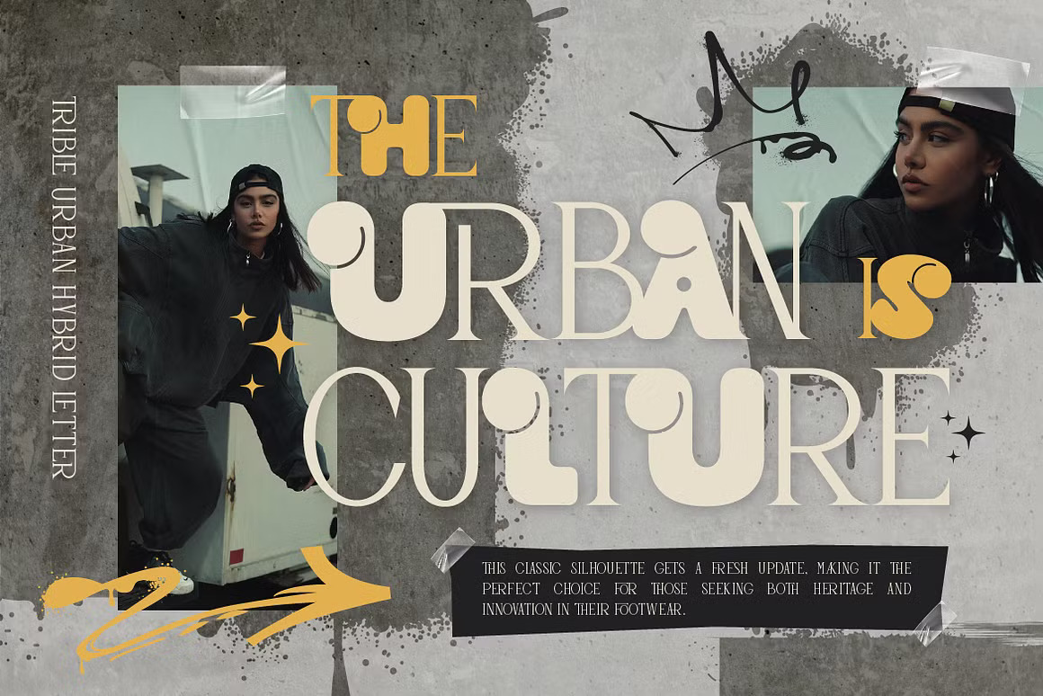 英文字体：独特现代都市美学俏皮气泡结构衬线排版线条混合字体 Tribel - Unique Hybrid Typeface , sucaiwan.com