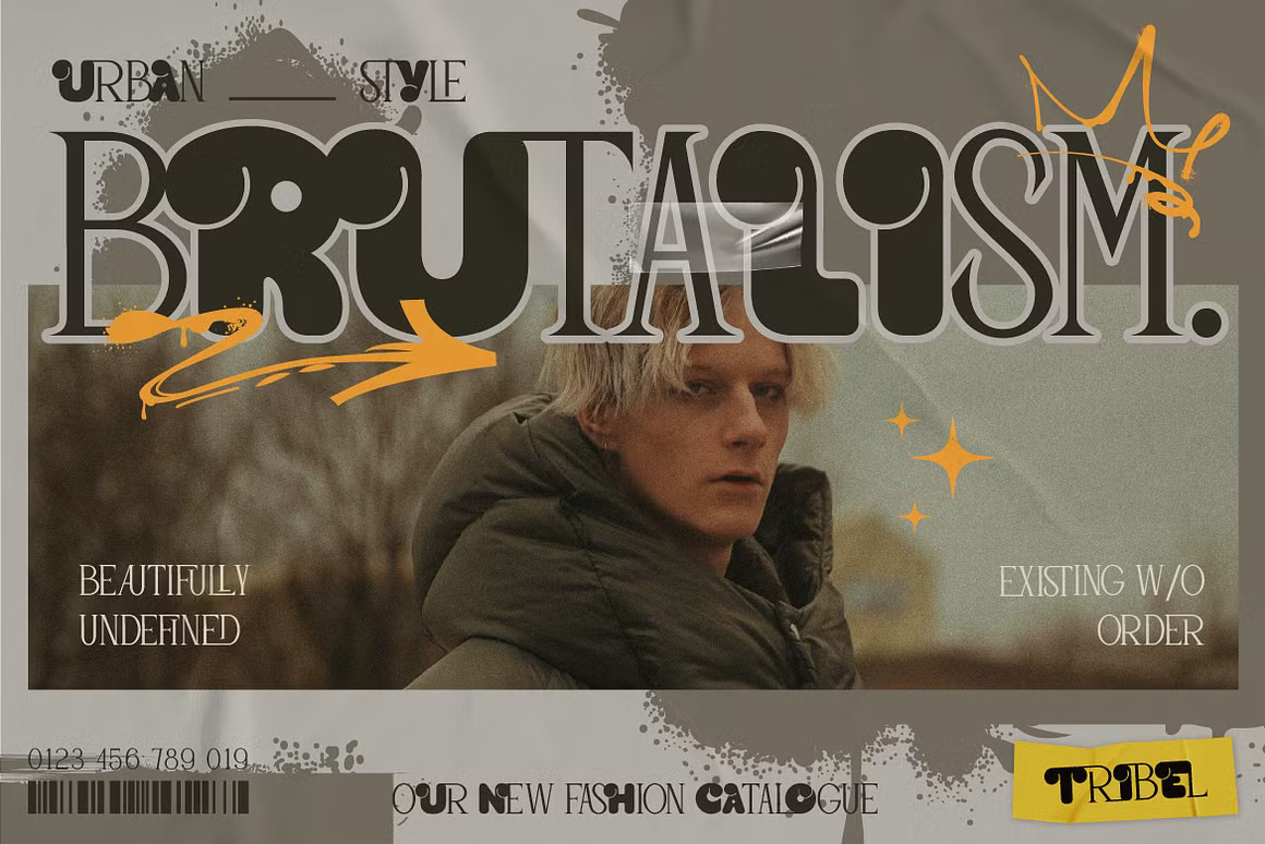 英文字体：独特现代都市美学俏皮气泡结构衬线排版线条混合字体 Tribel - Unique Hybrid Typeface , sucaiwan.com