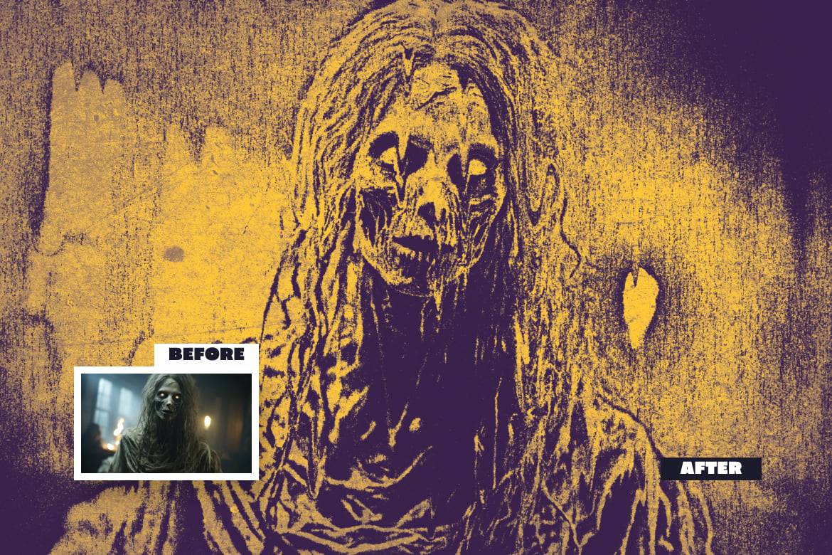 复古恐怖片粗糙riso印刷照片效果PS特效滤镜样机 Horror Film Photo Effect 插件预设 第5张-素材湾丨精选海外优质设计素材资源 复古恐怖片粗糙riso印刷照片效果PS特效滤镜样机 Horror Film Photo Effect 插件预设 sucaiwan.com