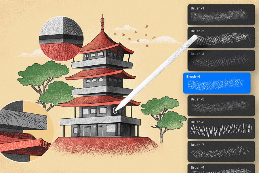 10款中国风艺术绘画手绘素描暗部阴影线条画笔插图插画Affinity Designer笔刷素材 Hatch Master Brushes for Affinity Designer 笔刷资源 第2张-素材湾丨精选海外优质设计素材资源 10款中国风艺术绘画手绘素描暗部阴影线条画笔插图插画Affinity Designer笔刷素材 Hatch Master Brushes for Affinity Designer 笔刷资源 sucaiwan.com