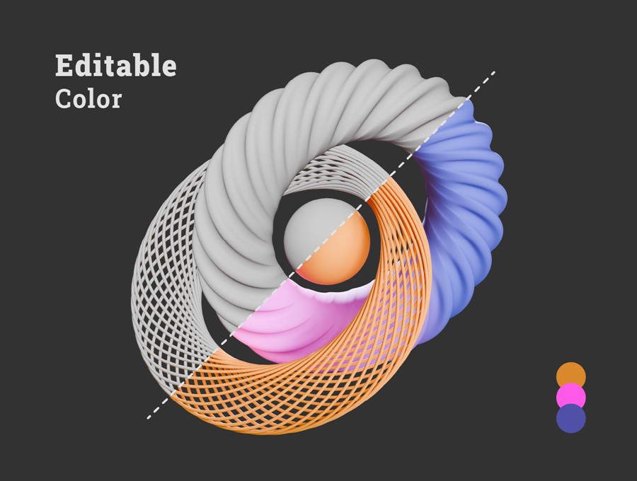 15款抽象3D立体几何图形插图图标Icons设计blender/png格式素材 Abstract Shapes 3d Illustration Pack 图标素材 sucaiwan.com