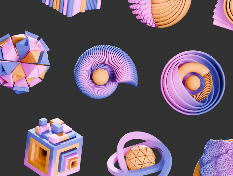 15款抽象3D立体几何图形插图图标Icons设计blender/png格式素材 Abstract Shapes 3d Illustration Pack 图标素材 sucaiwan.com