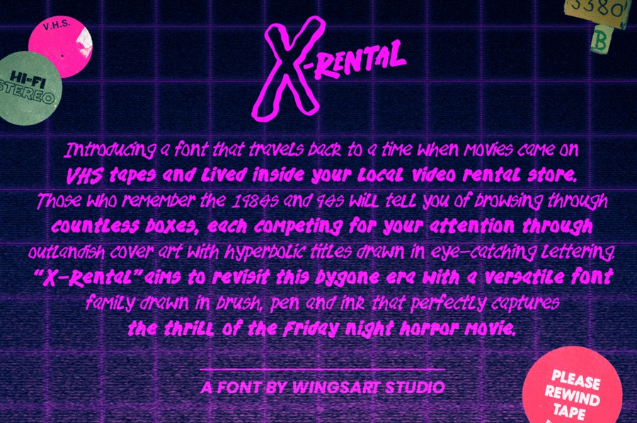 复古恐怖杂志漫画海报徽标设计手写英文字体安装包 X-Rental – 1980s Retro VHS Horror Font 设计素材 第2张-素材湾丨精选海外优质设计素材资源 复古恐怖杂志漫画海报徽标设计手写英文字体安装包 X-Rental – 1980s Retro VHS Horror Font 设计素材 sucaiwan.com