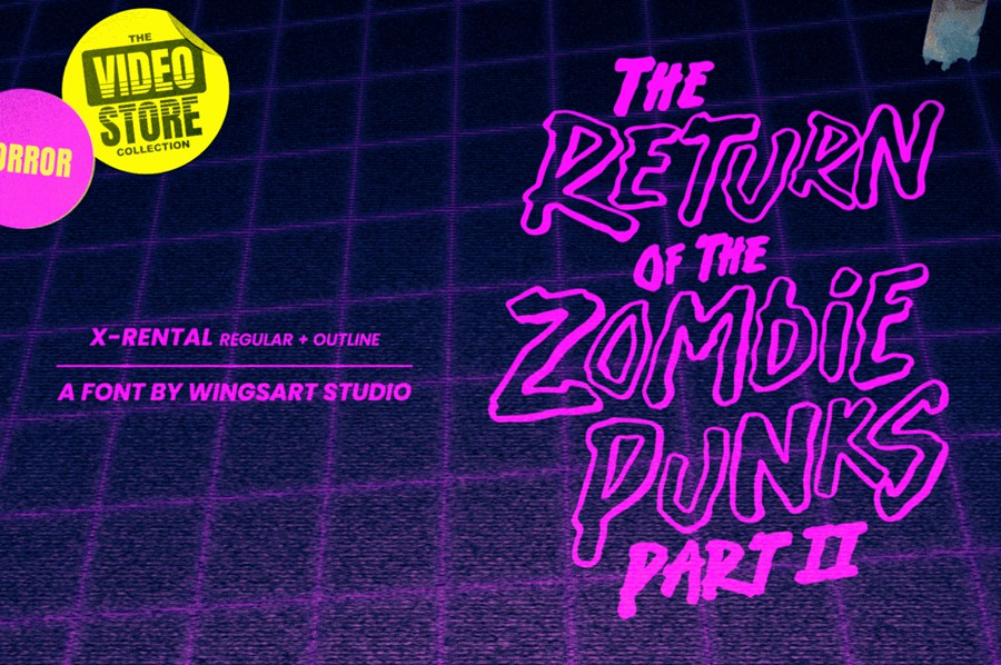 复古恐怖杂志漫画海报徽标设计手写英文字体安装包 X-Rental – 1980s Retro VHS Horror Font 设计素材 第5张-素材湾丨精选海外优质设计素材资源 复古恐怖杂志漫画海报徽标设计手写英文字体安装包 X-Rental – 1980s Retro VHS Horror Font 设计素材 sucaiwan.com