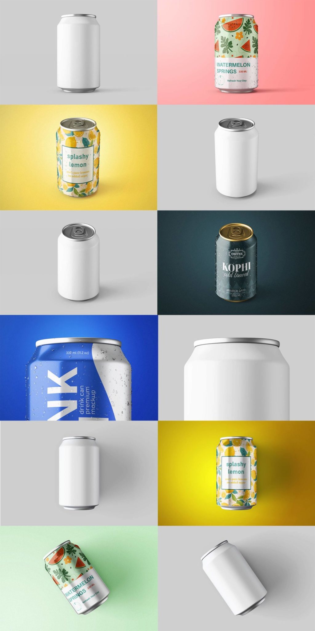 11款时尚330毫升果汁饮料苏打水啤酒听装易拉罐设计PS展示效果图样机模板素材 Drink Can 330ml PSD Mockup Set 样机素材 第9张-素材湾丨精选海外优质设计素材资源 11款时尚330毫升果汁饮料苏打水啤酒听装易拉罐设计PS展示效果图样机模板素材 Drink Can 330ml PSD Mockup Set 样机素材 sucaiwan.com