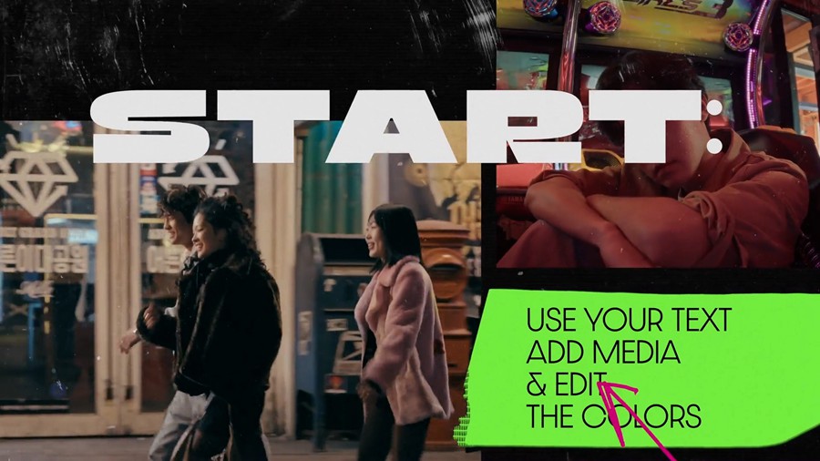 Grunge Stomp Intro 4K时尚手绘涂鸦垃圾摇滚演出视频开场动画PR模板 影视音频 sucaiwan.com