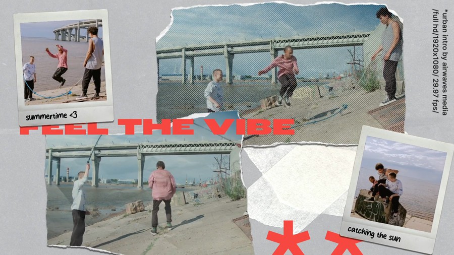 复古时尚趣味多屏撕纸宝丽来照片拼贴风格视频开场PR模板 Komodo - Grunge Urban Intro 影视音频 sucaiwan.com