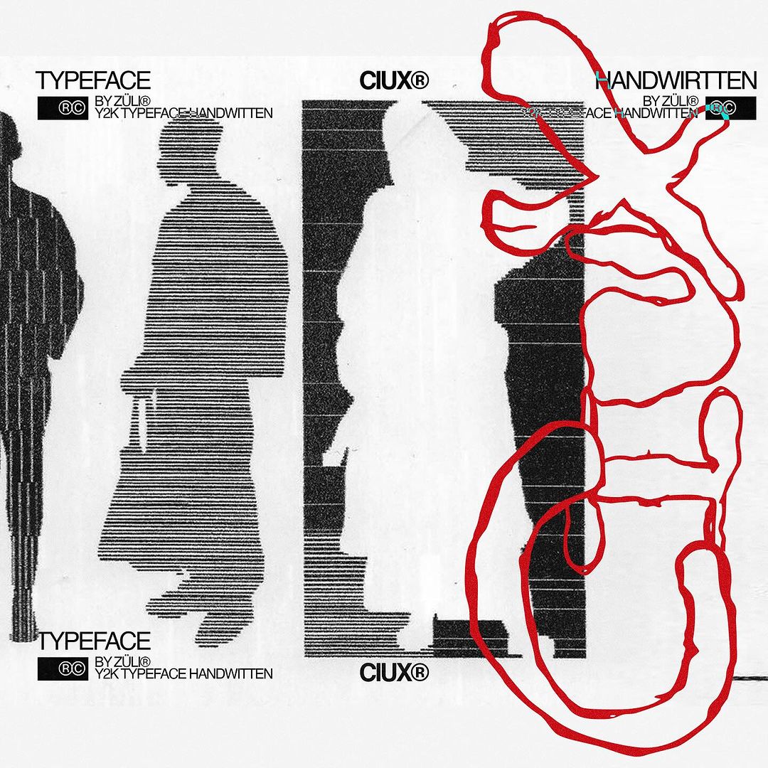 英文字体”涂鸦复古迷幻抽象Y2K艺术英文标题排版手写装饰性西文字体 Ciux – Typeface demo , sucaiwan.com