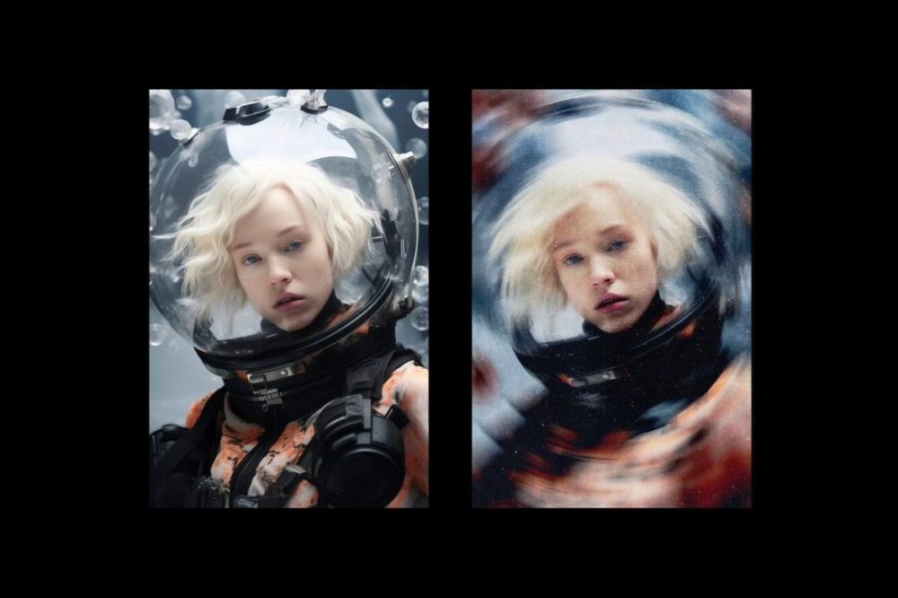 失真模糊旋转半色调照片效果PS特效滤镜样机 Halftone Spinning Blur Photo Effect 插件预设 sucaiwan.com