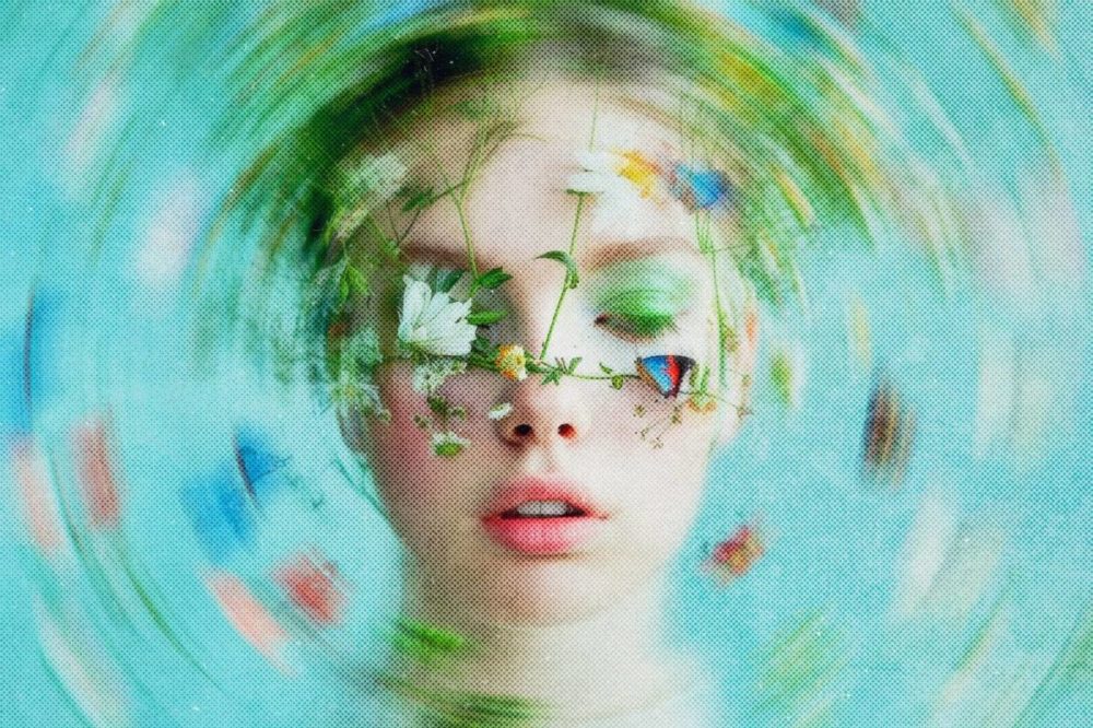 失真模糊旋转半色调照片效果PS特效滤镜样机 Halftone Spinning Blur Photo Effect 插件预设 sucaiwan.com