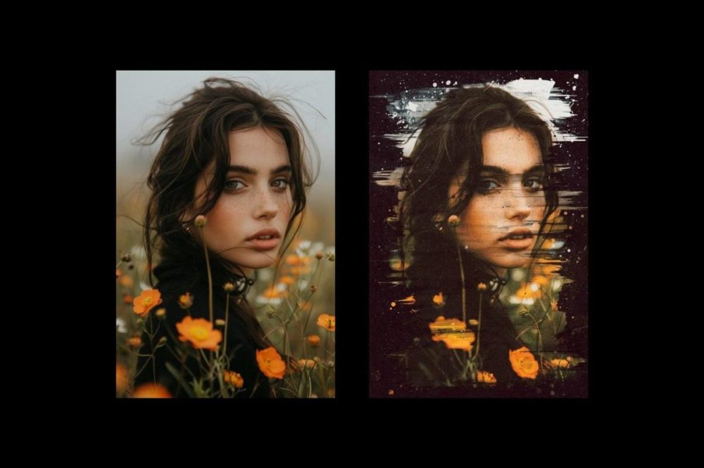 潮流复古丙烯酸绘画笔刷涂抹效果PS特效滤镜样机 Paint Strokes Photo Effect 插件预设 sucaiwan.com