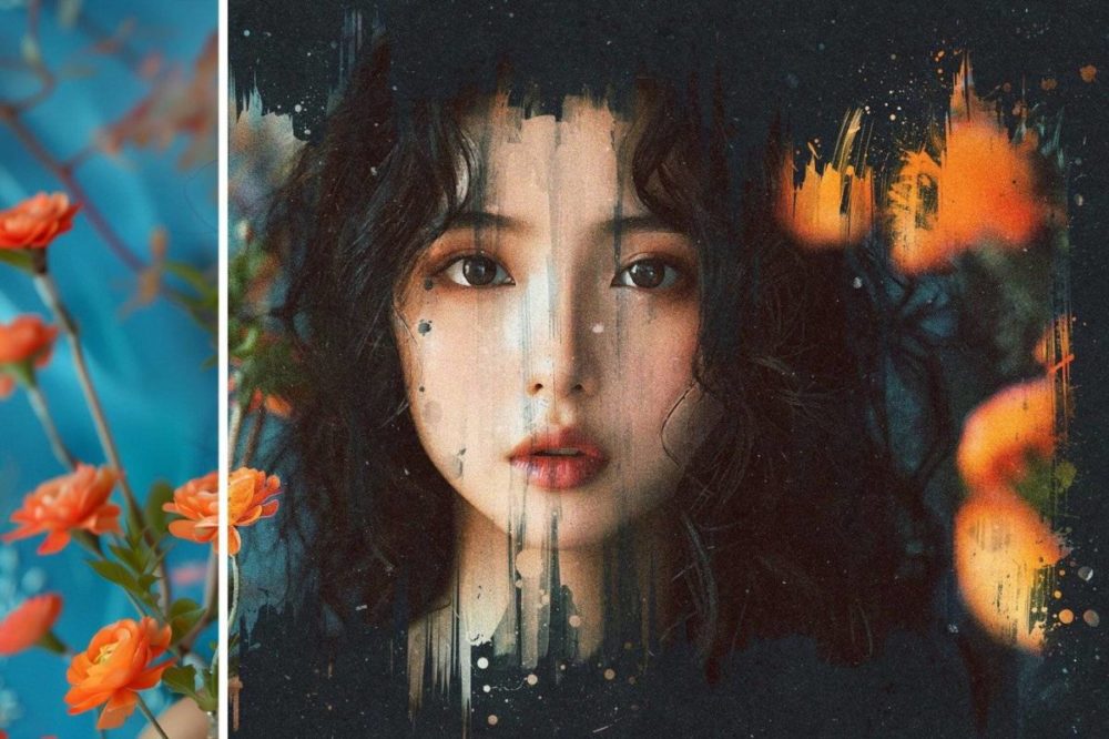 潮流复古丙烯酸绘画笔刷涂抹效果PS特效滤镜样机 Paint Strokes Photo Effect 插件预设 sucaiwan.com