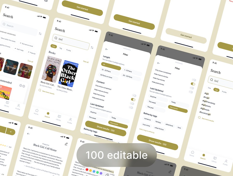 50+屏电子书小说阅读器书店APP软件UI界面设计Figma模板素材 Epicplot – Ebook and Novel Reader UI Kit Template APP UI sucaiwan.com