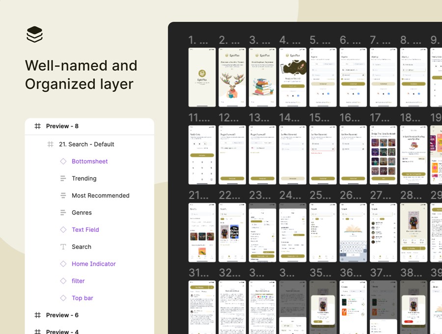 50+屏电子书小说阅读器书店APP软件UI界面设计Figma模板素材 Epicplot – Ebook and Novel Reader UI Kit Template APP UI sucaiwan.com