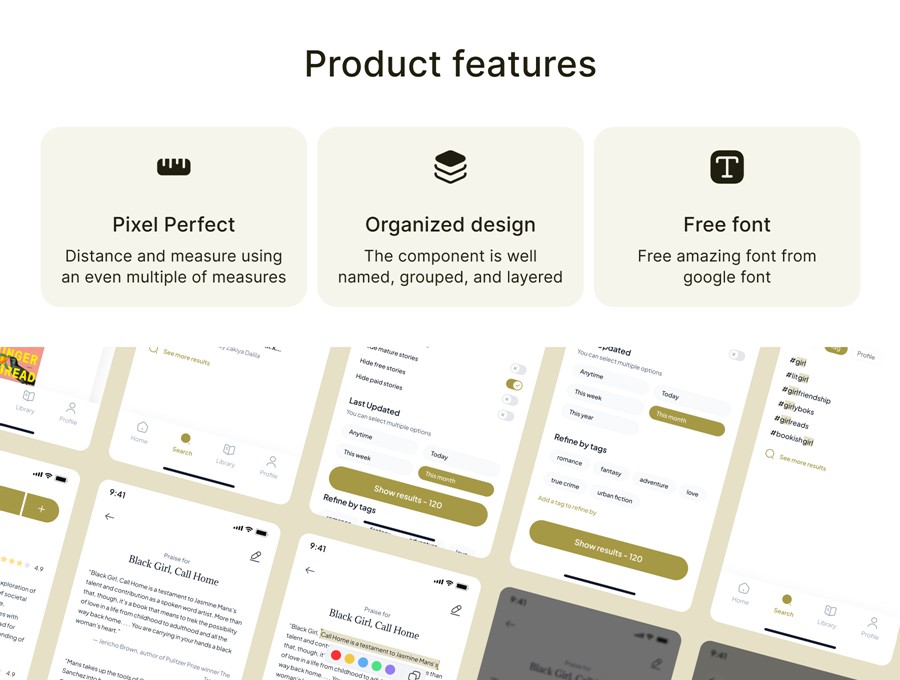 50+屏电子书小说阅读器书店APP软件UI界面设计Figma模板素材 Epicplot – Ebook and Novel Reader UI Kit Template APP UI sucaiwan.com