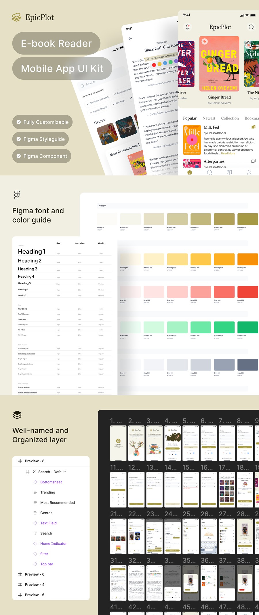 50+屏电子书小说阅读器书店APP软件UI界面设计Figma模板素材 Epicplot – Ebook and Novel Reader UI Kit Template APP UI sucaiwan.com