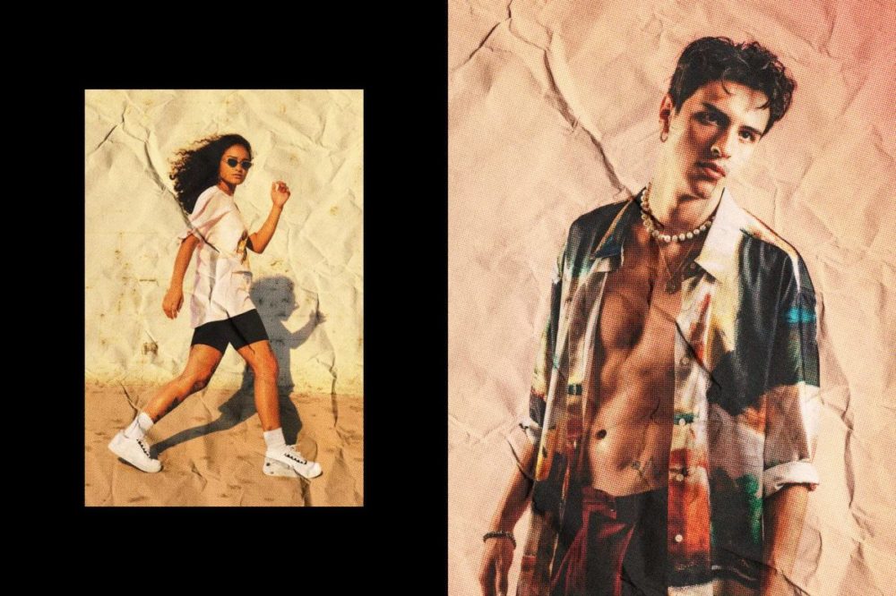 做旧老式褶皱半色调效果PS照片修图特效滤镜插件样机模板素材 Old Crumpled Paper Photo Effect 插件预设 sucaiwan.com