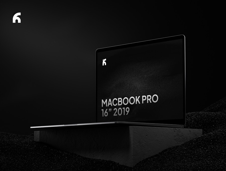 暗黑混凝土背景苹果MacBook Pro 16寸笔记本电脑贴图样机PSD模板素材 Pasiere – Macbook Pro Sand Mockups 样机素材 sucaiwan.com