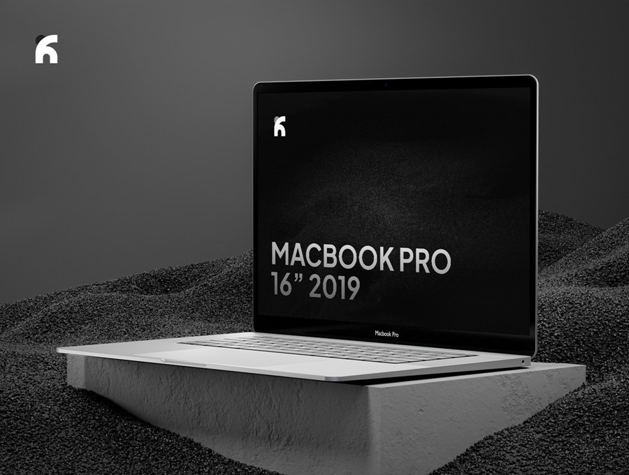 暗黑混凝土背景苹果MacBook Pro 16寸笔记本电脑贴图样机PSD模板素材 Pasiere – Macbook Pro Sand Mockups 样机素材 sucaiwan.com