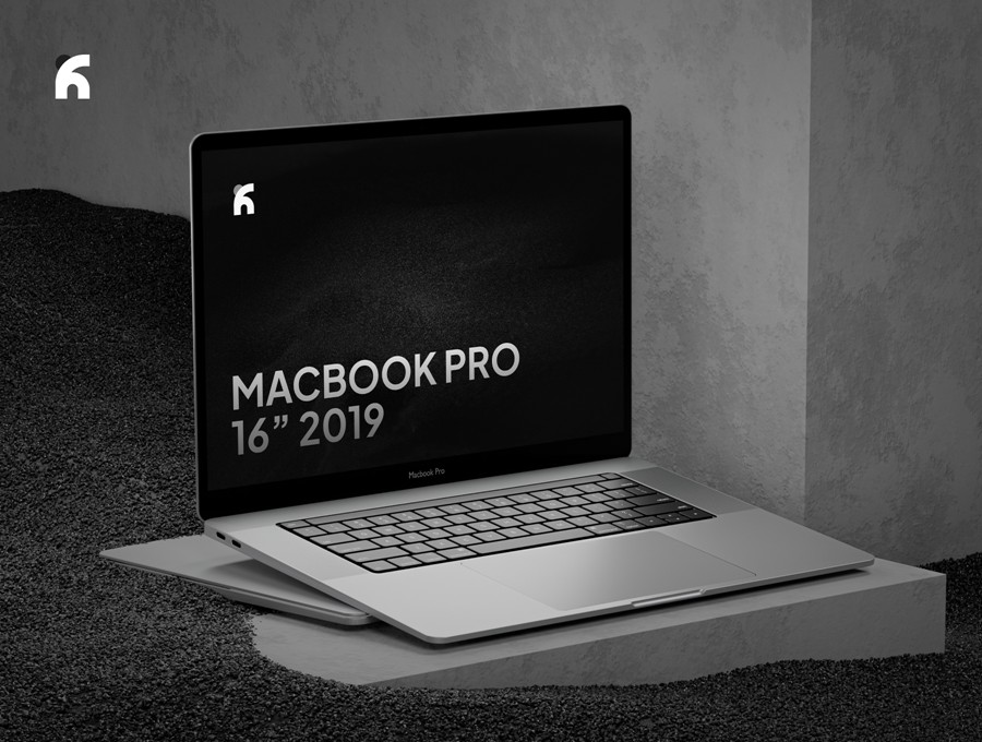 暗黑混凝土背景苹果MacBook Pro 16寸笔记本电脑贴图样机PSD模板素材 Pasiere – Macbook Pro Sand Mockups 样机素材 sucaiwan.com