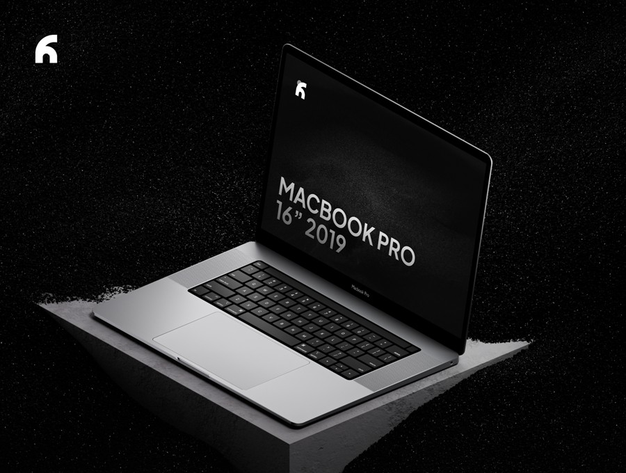 暗黑混凝土背景苹果MacBook Pro 16寸笔记本电脑贴图样机PSD模板素材 Pasiere – Macbook Pro Sand Mockups 样机素材 sucaiwan.com