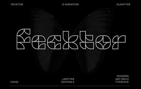 英文字体:8款复古未来主义抽象几何形状艺术英文排版装饰性字体 Fecktor — Modern Art Deco Font