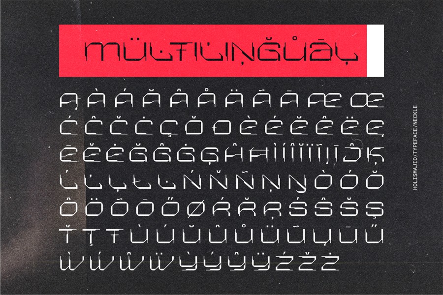 未来科幻人工智能机能机甲先锋硬核科技感PSAI英文字体安装包 Neckle Typeface Tech 设计素材 sucaiwan.com