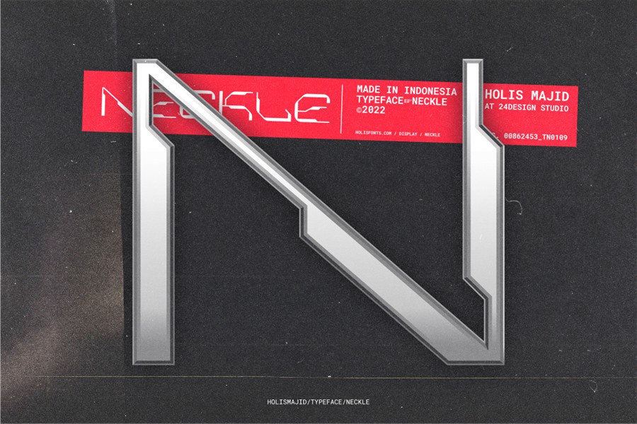 未来科幻人工智能机能机甲先锋硬核科技感PSAI英文字体安装包 Neckle Typeface Tech 设计素材 sucaiwan.com