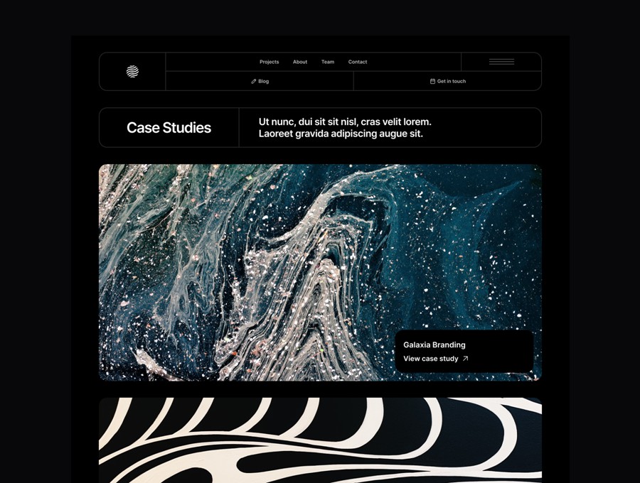 创意暗黑风设计摄影作品集展示网站WEB UI界面设计Figma模板素材 Krate – Agency Template APP UI sucaiwan.com