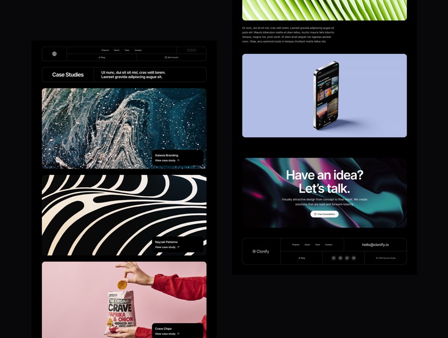 创意暗黑风设计摄影作品集展示网站WEB UI界面设计Figma模板素材 Krate – Agency Template APP UI sucaiwan.com