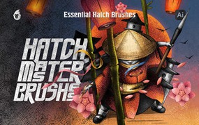 中国风手绘插画绘画线条阴影纹理效果AI矢量笔刷画笔设计素材 Hatch Master Brushes for Illustrator