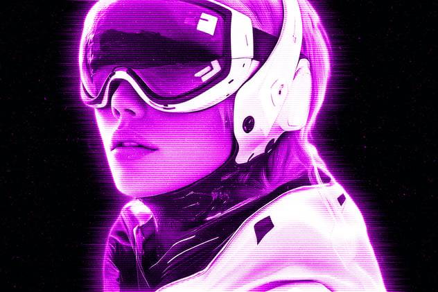 未来赛博朋克全息发光照片效果PS特效滤镜样机 Future Hologram Photo Effect 插件预设 sucaiwan.com