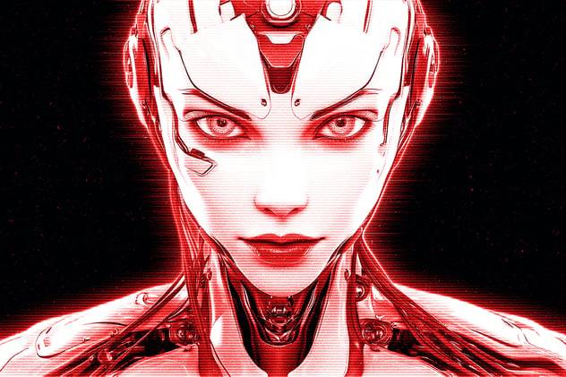 未来赛博朋克全息发光照片效果PS特效滤镜样机 Future Hologram Photo Effect 插件预设 sucaiwan.com