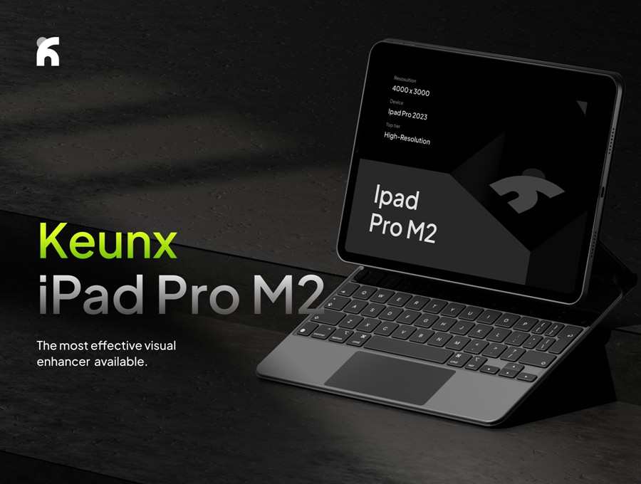 极简工业风APP界面设计展示苹果iPad Pro M2贴图样机PSD模板素材 Keunx – iPad Pro M2 Mockups 样机素材 sucaiwan.com