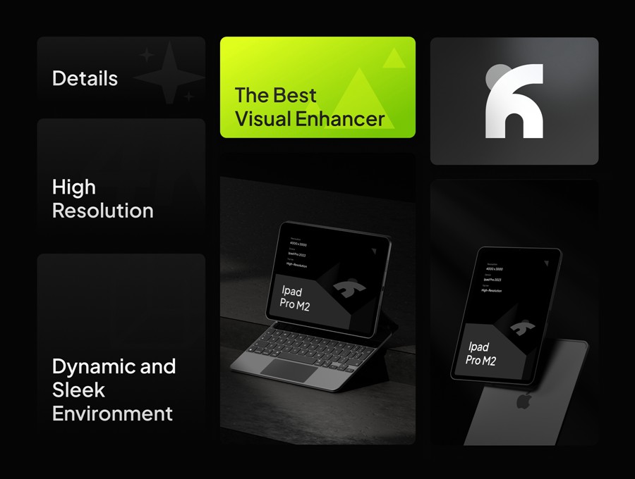极简工业风APP界面设计展示苹果iPad Pro M2贴图样机PSD模板素材 Keunx – iPad Pro M2 Mockups 样机素材 sucaiwan.com