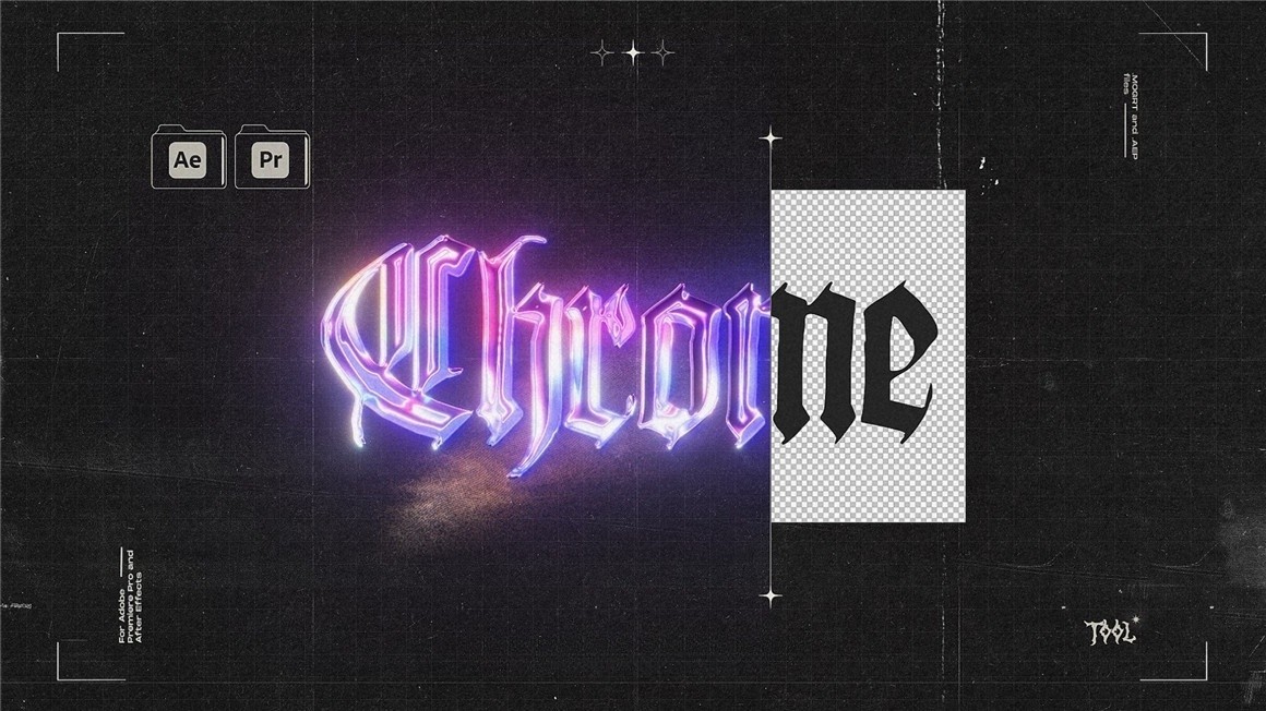 AE/PR模板:全息3D金属抽象艺术酸性镀铬扭曲流体效果文字标题LOGO动画 ANIMA VFX - Chrome Tool 影视音频 第1张-素材湾丨精选海外优质设计素材资源 AE/PR模板:全息3D金属抽象艺术酸性镀铬扭曲流体效果文字标题LOGO动画 ANIMA VFX - Chrome Tool 影视音频 sucaiwan.com