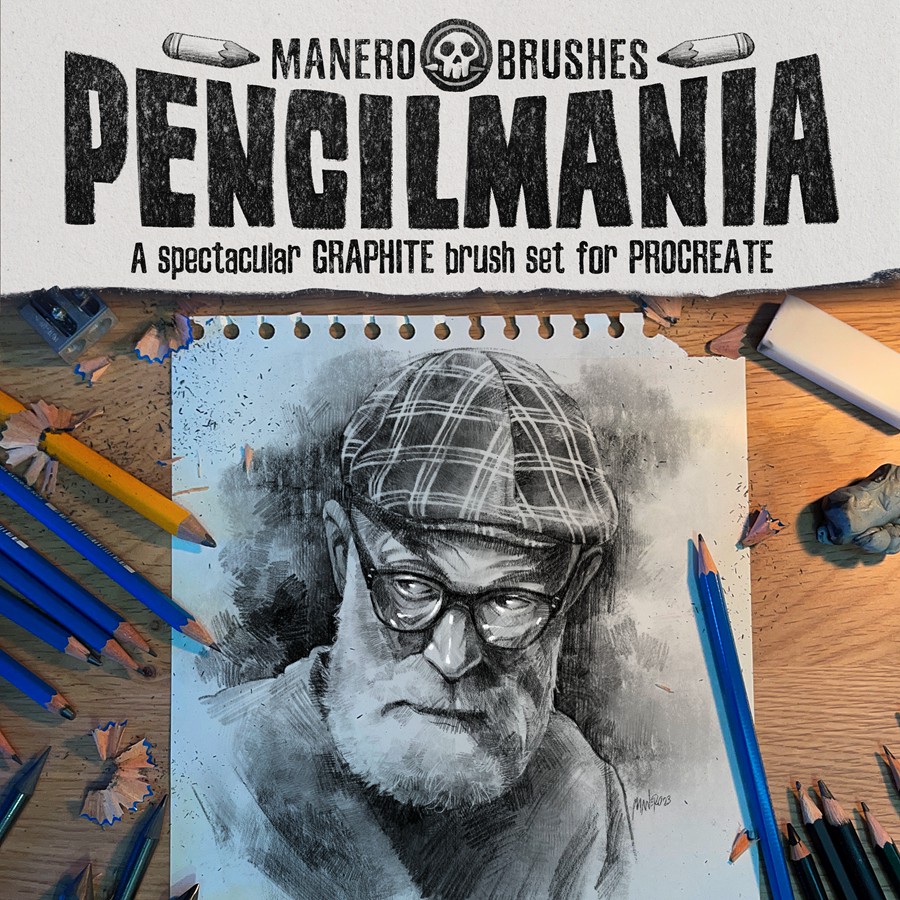 44款传统素描铅笔炭笔手绘线条阴影纹理绘画效果procreate笔刷画笔素材 Pencilmania: A Spectacular Graphite Brush Set for Procreate 笔刷资源 sucaiwan.com