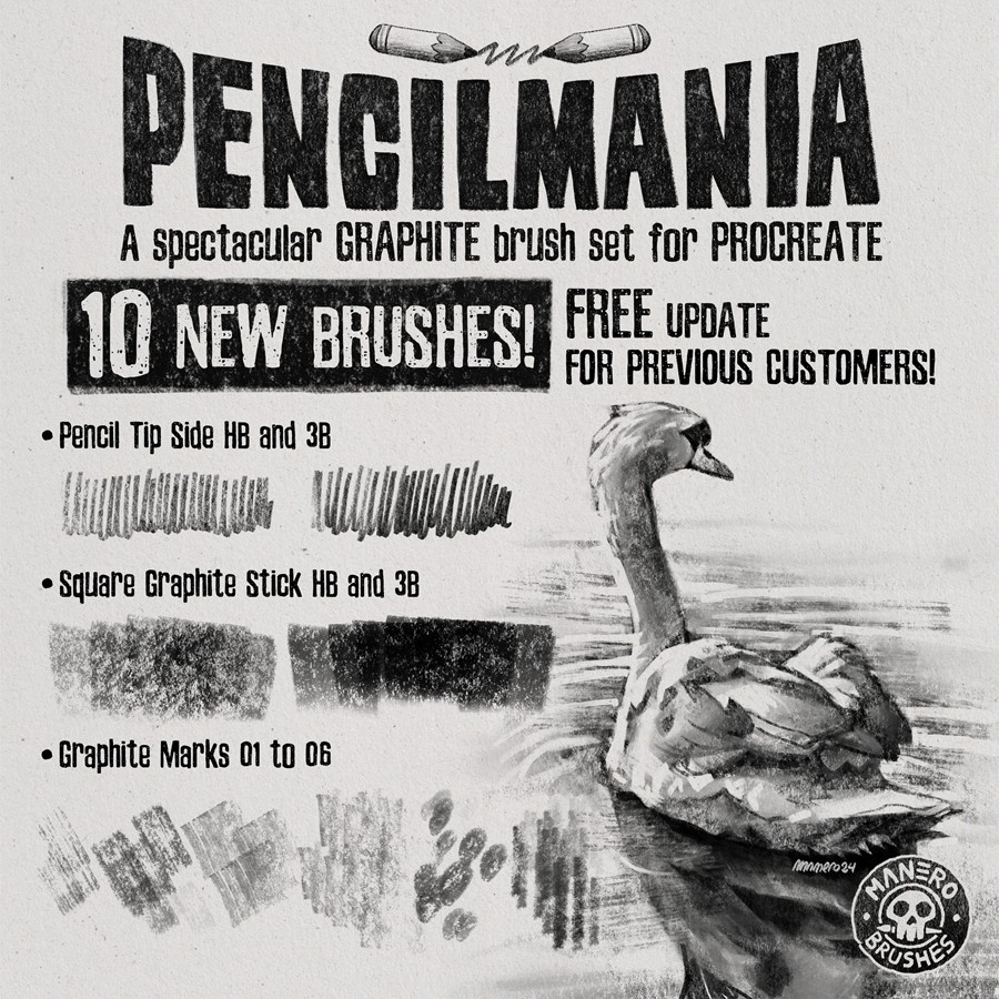 44款传统素描铅笔炭笔手绘线条阴影纹理绘画效果procreate笔刷画笔素材 Pencilmania: A Spectacular Graphite Brush Set for Procreate 笔刷资源 sucaiwan.com