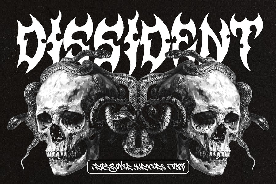 恐怖万圣节主题地下小众海报服装标志设计装饰英文字体安装包 Rexover – Crossover Hardcore Font 设计素材 sucaiwan.com