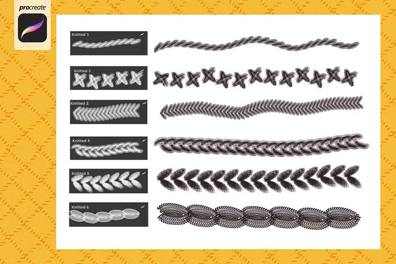 Procreate针织纹理和图案笔刷 , sucaiwan.com