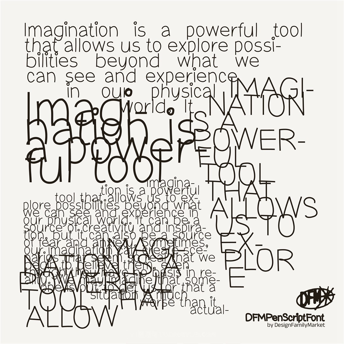 英文字体：复古Y2K涂鸦手写手绘logo排版装饰字体 DFM Pen Script Font – Hand-Drawn Linear Doodle Font 设计素材 sucaiwan.com