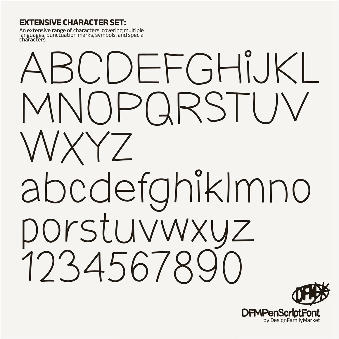 英文字体：复古Y2K涂鸦手写手绘logo排版装饰字体 DFM Pen Script Font – Hand-Drawn Linear Doodle Font 设计素材 sucaiwan.com