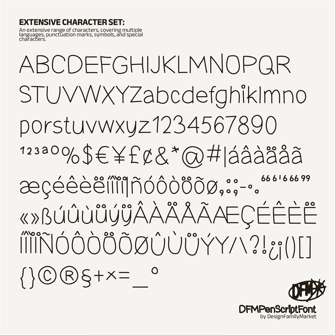 英文字体：复古Y2K涂鸦手写手绘logo排版装饰字体 DFM Pen Script Font – Hand-Drawn Linear Doodle Font 设计素材 sucaiwan.com