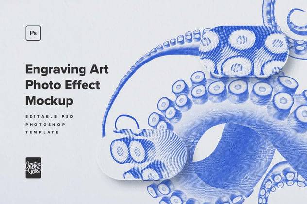 复古半色调颗粒纹理照片效果PS滤镜样机素材 Engraving Art Photo Effect 插件预设 sucaiwan.com