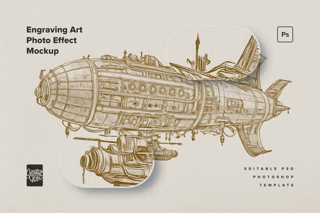 复古半色调颗粒纹理照片效果PS滤镜样机素材 Engraving Art Photo Effect 插件预设 sucaiwan.com