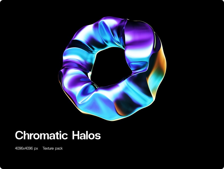 32款赛博朋克空灵蓝紫色3D立体圆环未来科幻图形PNG免抠图设计素材 Chromatic Halos 图片素材 sucaiwan.com