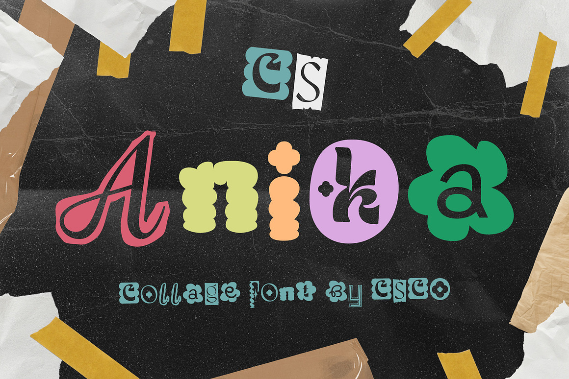 时尚创新品牌海报传单设计装饰英文字体安装包 Anika – Collage Font 设计素材 第1张-素材湾丨精选海外优质设计素材资源 时尚创新品牌海报传单设计装饰英文字体安装包 Anika – Collage Font 设计素材 sucaiwan.com